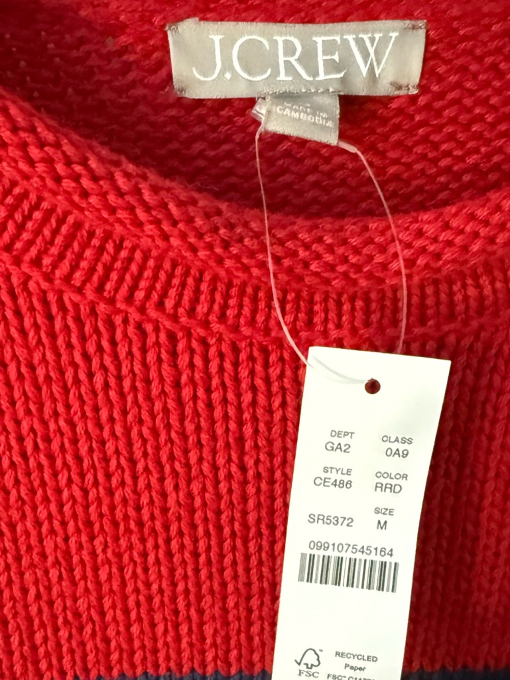 NWT J.Crew Heritage Cotton Rollneck Sweater in Red and Blue Stripe - Picture 10 of 12
